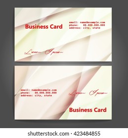 Stylish business cards with colorful stripes. Vector illustration. 5 x 9 cm size.