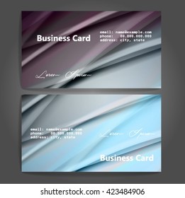 Stylish business cards with colorful stripes. Vector illustration. 5 x 9 cm size.