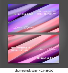 Stylish business cards with colorful stripes. Vector illustration. 5 x 9 cm size.