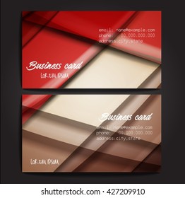 Stylish business cards with colorful stripes. Vector illustration. 5 x 9 cm size.