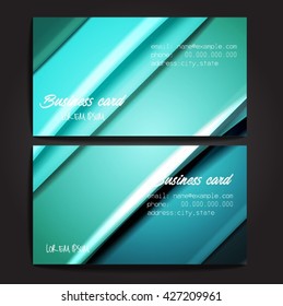Stylish business cards with colorful stripes. Vector illustration. 5 x 9 cm size.