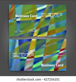 Stylish business cards with colorful stripes. Vector illustration. 5 x 9 cm size.