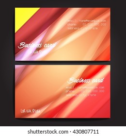 Stylish business cards with colorful stripes. Vector illustration. 5 x 9 cm size.