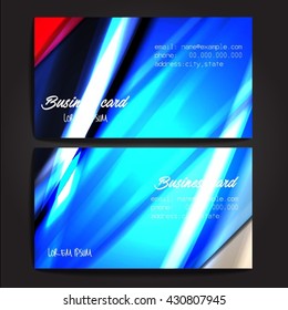 Stylish business cards with colorful stripes. Vector illustration. 5 x 9 cm size.