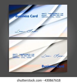 Stylish business cards with colorful stripes. Vector illustration. 5 x 9 cm size.