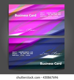 Stylish business cards with colorful stripes. Vector illustration. 5 x 9 cm size.