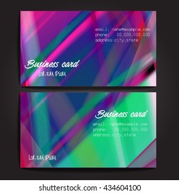 Stylish business cards with colorful stripes. Vector illustration. 5 x 9 cm size.