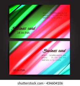 Stylish business cards with colorful stripes. Vector illustration. 5 x 9 cm size.