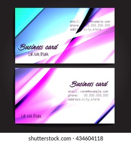 Stylish business cards with colorful stripes. Vector illustration. 5 x 9 cm size.