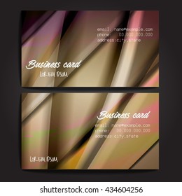 Stylish business cards with colorful stripes. Vector illustration. 5 x 9 cm size.