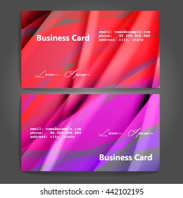 Stylish business cards with colorful stripes. Vector illustration. 5 x 9 cm size.
