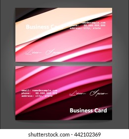 Stylish business cards with colorful stripes. Vector illustration. 5 x 9 cm size.