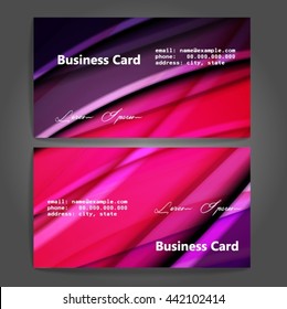 Stylish business cards with colorful stripes. Vector illustration. 5 x 9 cm size.