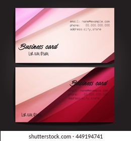 Stylish business cards with colorful stripes. Vector illustration. 5 x 9 cm size.