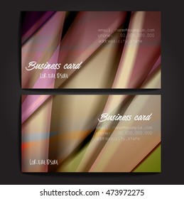 Stylish business cards with colorful stripes. Vector illustration. 5 x 9 cm size.