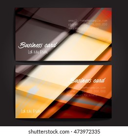 Stylish business cards with colorful stripes. Vector illustration. 5 x 9 cm size.