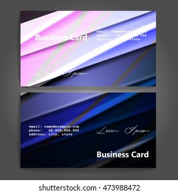 Stylish business cards with colorful stripes. Vector illustration. 5 x 9 cm size.