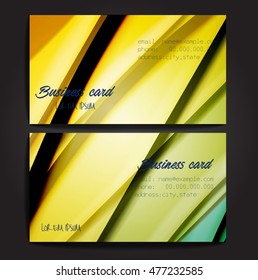 Stylish business cards with colorful stripes. Vector illustration. 5 x 9 cm size.