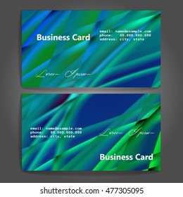 Stylish business cards with colorful stripes. Vector illustration. 5 x 9 cm size.