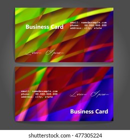 Stylish business cards with colorful stripes. Vector illustration. 5 x 9 cm size.