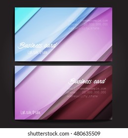 Stylish business cards with colorful stripes. Vector illustration. 5 x 9 cm size.