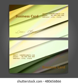 Stylish business cards with colorful stripes. Vector illustration. 5 x 9 cm size.