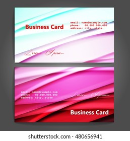 Stylish business cards with colorful stripes. Vector illustration. 5 x 9 cm size.