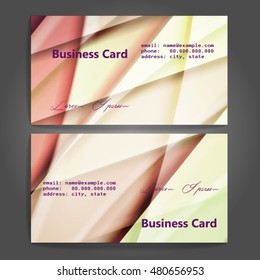 Stylish business cards with colorful stripes. Vector illustration. 5 x 9 cm size.
