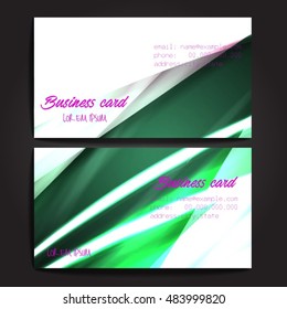 Stylish business cards with colorful stripes. Vector illustration. 5 x 9 cm size.