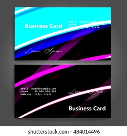 Stylish business cards with colorful stripes. Vector illustration. 5 x 9 cm size.