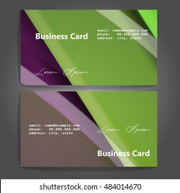 Stylish business cards with colorful stripes. Vector illustration. 5 x 9 cm size.