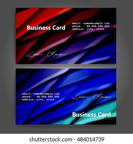 Stylish business cards with colorful stripes. Vector illustration. 5 x 9 cm size.
