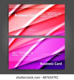 Stylish business cards with colorful stripes. Vector illustration. 5 x 9 cm size.