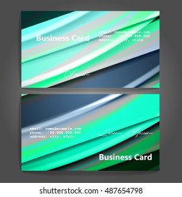Stylish business cards with colorful stripes. Vector illustration. 5 x 9 cm size.
