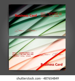 Stylish business cards with colorful stripes. Vector illustration. 5 x 9 cm size.