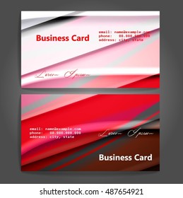 Stylish business cards with colorful stripes. Vector illustration. 5 x 9 cm size.