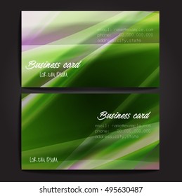 Stylish business cards with colorful stripes. Vector illustration. 5 x 9 cm size.