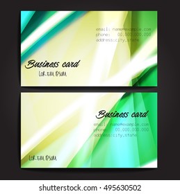 Stylish business cards with colorful stripes. Vector illustration. 5 x 9 cm size.