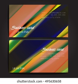 Stylish business cards with colorful stripes. Vector illustration. 5 x 9 cm size.