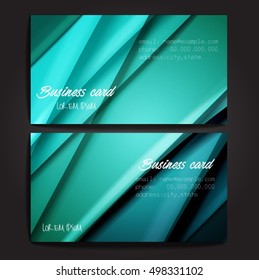 Stylish business cards with colorful stripes. Vector illustration. 5 x 9 cm size.