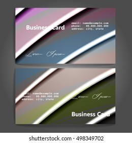 Stylish business cards with colorful stripes. Vector illustration. 5 x 9 cm size.
