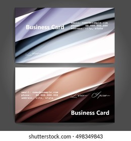 Stylish business cards with colorful stripes. Vector illustration. 5 x 9 cm size.