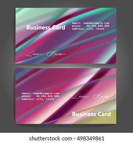 Stylish business cards with colorful stripes. Vector illustration. 5 x 9 cm size.