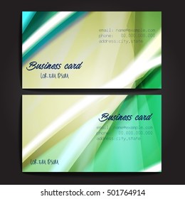 Stylish business cards with colorful stripes. Vector illustration. 5 x 9 cm size.
