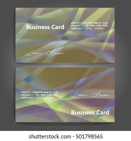 Stylish business cards with colorful stripes. Vector illustration. 5 x 9 cm size.