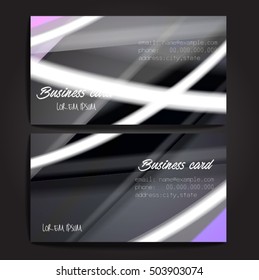 Stylish business cards with colorful stripes. Vector illustration. 5 x 9 cm size.