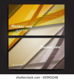 Stylish business cards with colorful stripes. Vector illustration. 5 x 9 cm size.