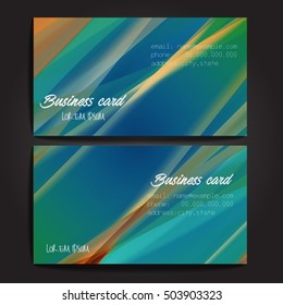 Stylish business cards with colorful stripes. Vector illustration. 5 x 9 cm size.