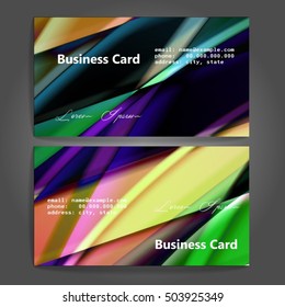 Stylish business cards with colorful stripes. Vector illustration. 5 x 9 cm size.