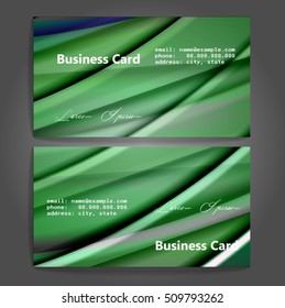 Stylish business cards with colorful stripes. Vector illustration. 5 x 9 cm size.